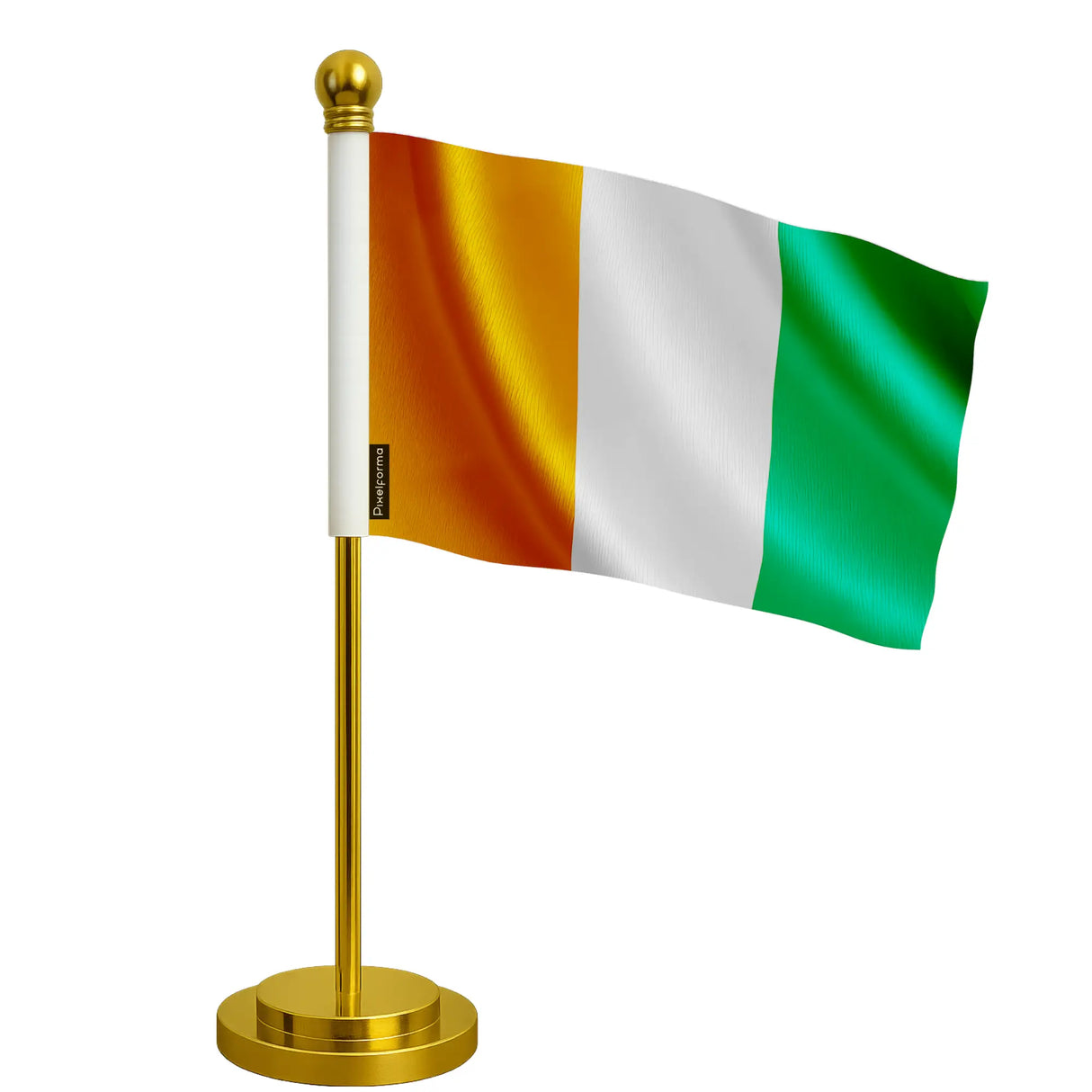 Drapeau bureau côte d’ivoire polyester socle acier inoxydable