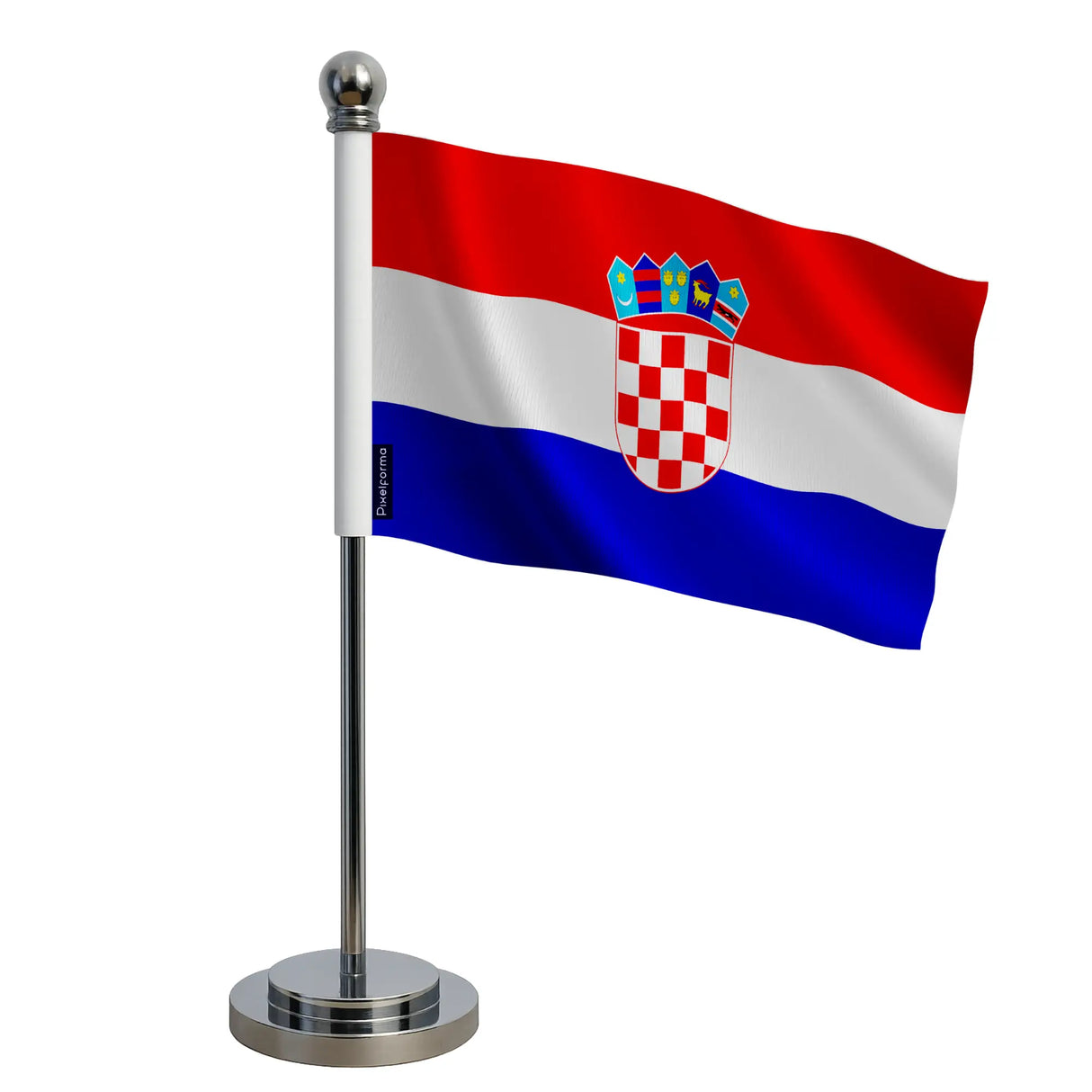 Drapeau bureau croatie polyester socle acier inoxydable