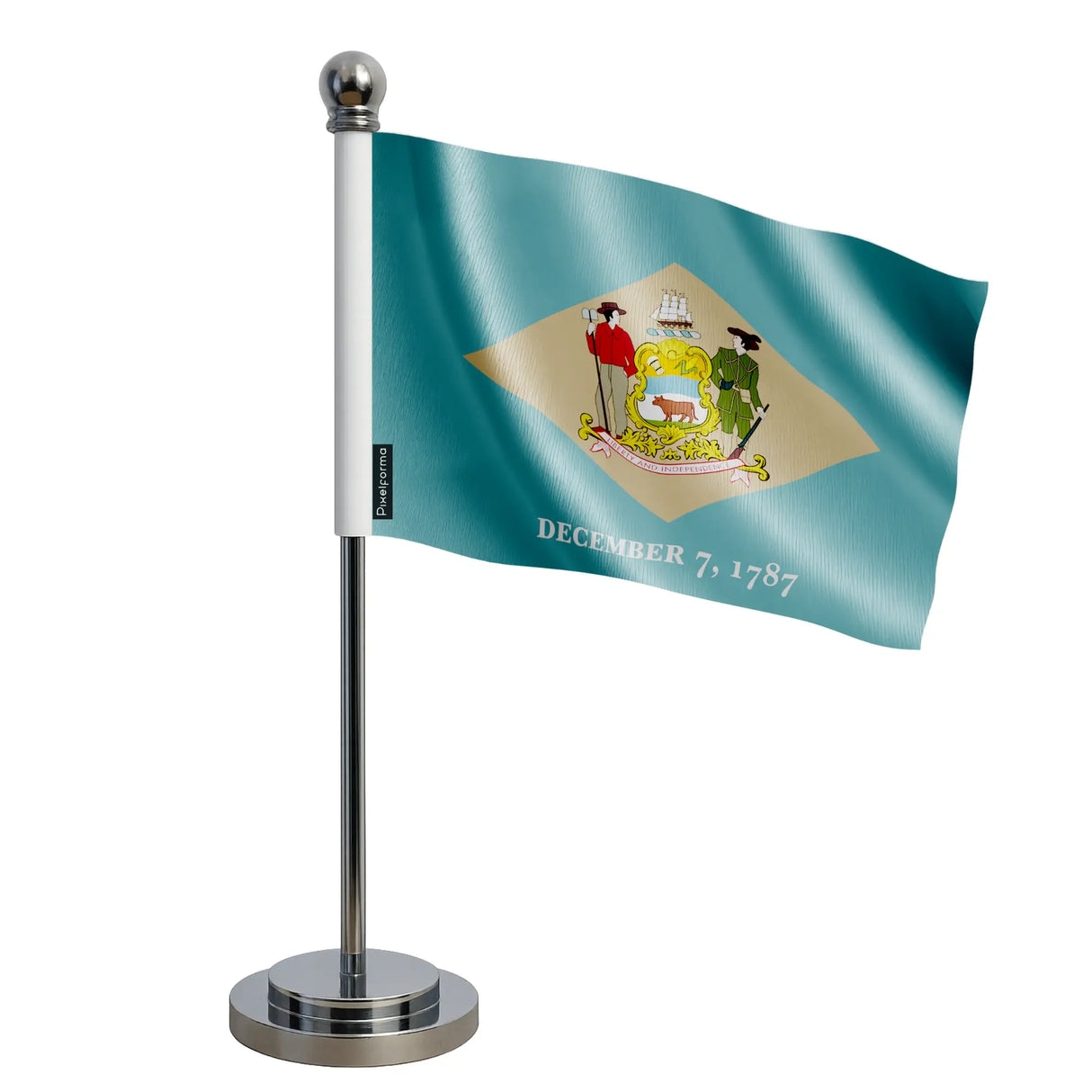 Drapeau bureau delaware polyester avec socle acier inoxydable