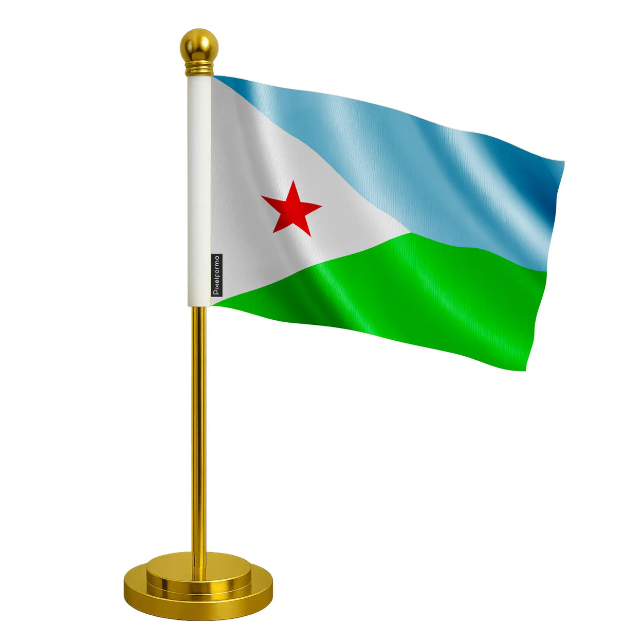 Drapeau bureau djibouti polyester socle en acier inoxydable