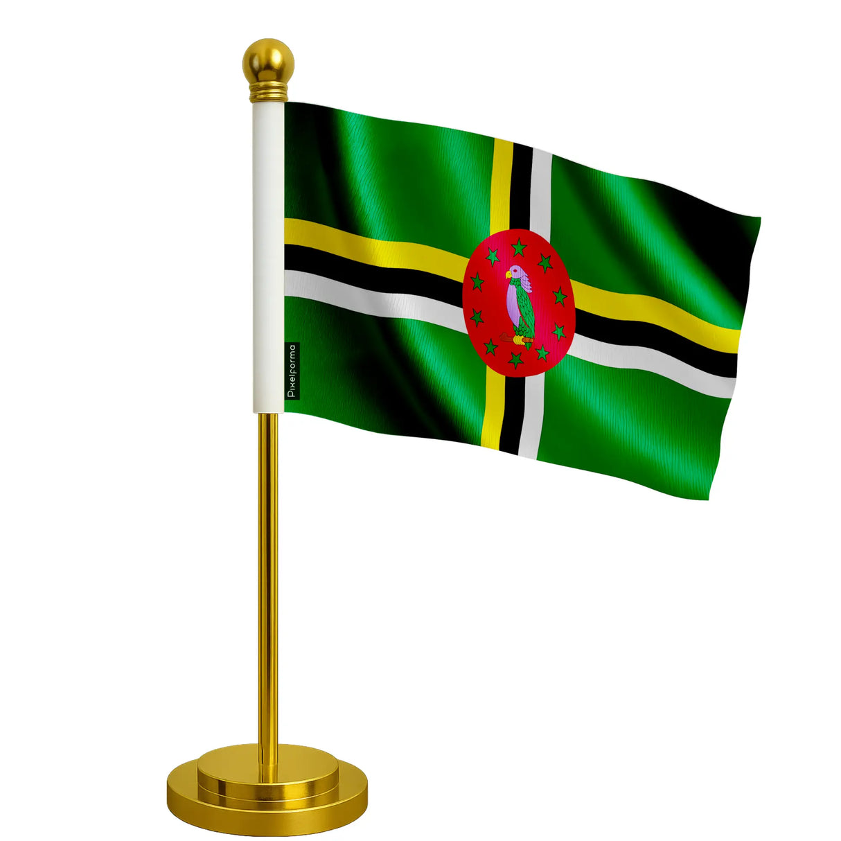 Drapeau bureau dominique polyester socle acier inoxydable