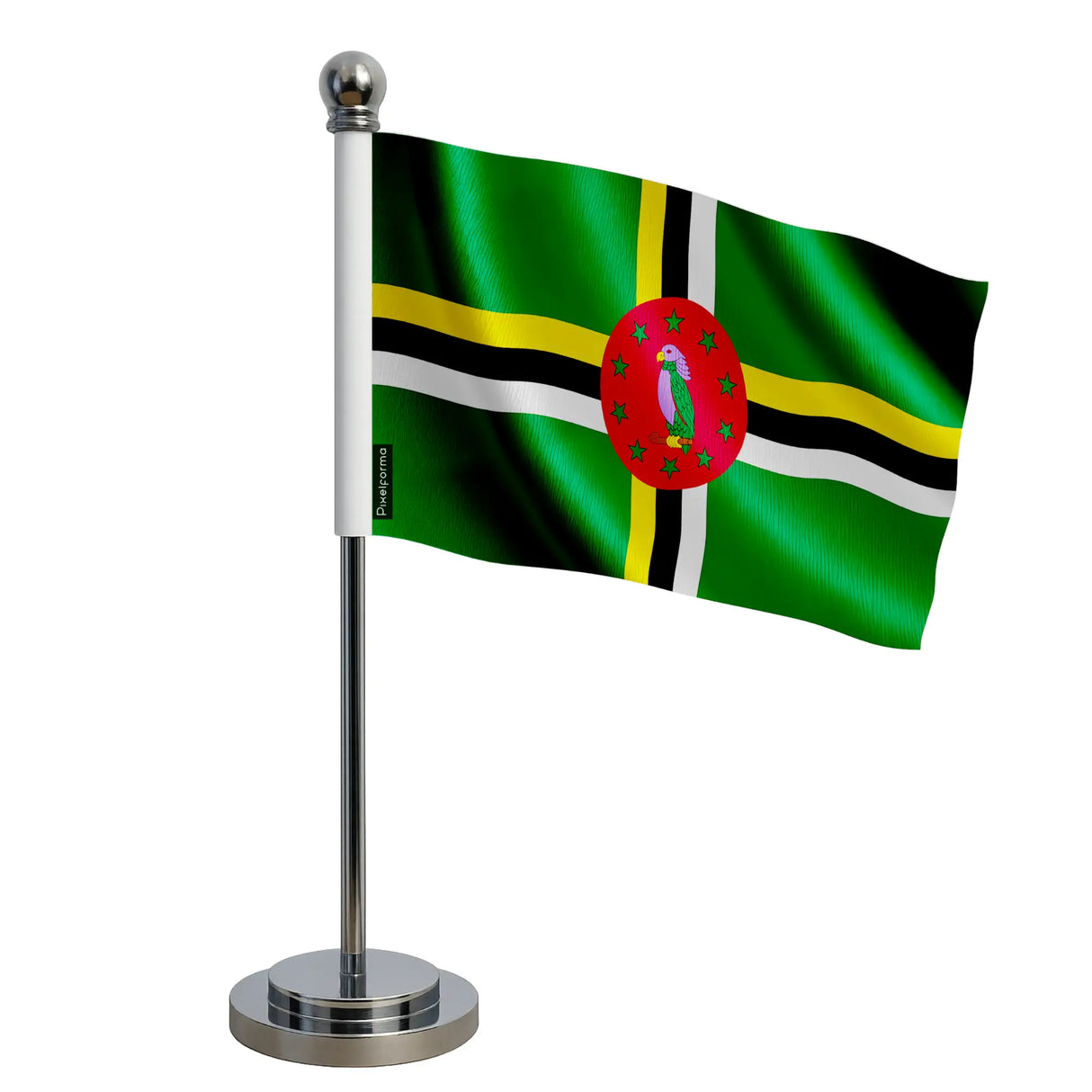 Drapeau bureau dominique polyester socle acier inoxydable