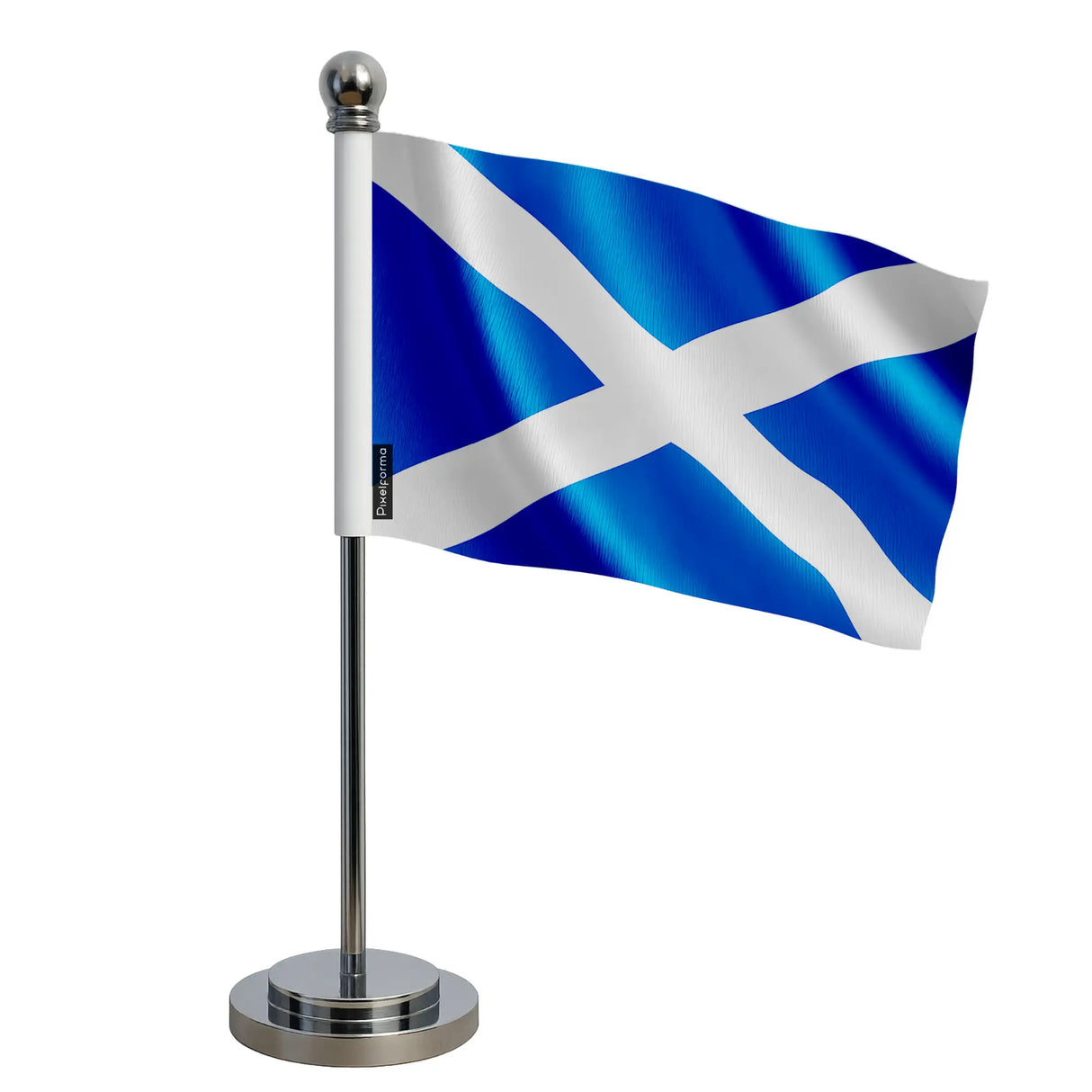 Drapeau bureau écosse polyester avec socle acier inoxydable
