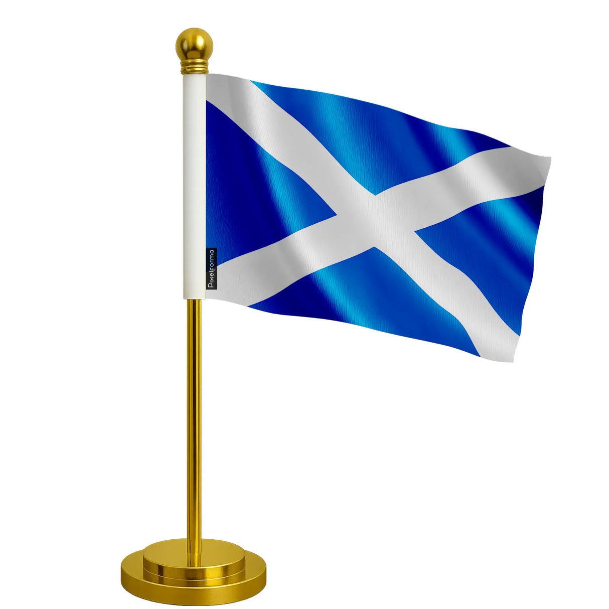 Drapeau bureau écosse polyester avec socle acier inoxydable
