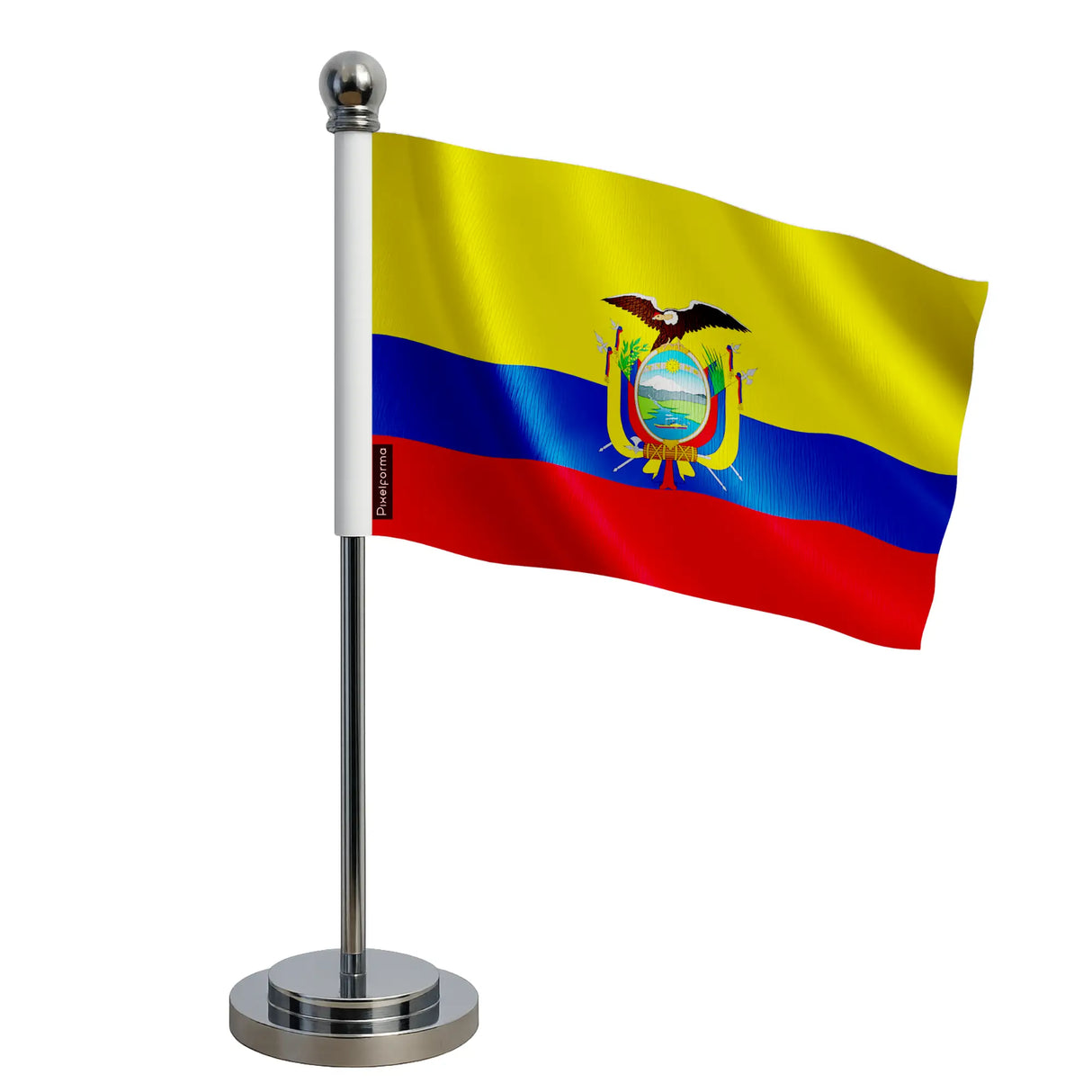 Drapeau bureau équateur polyester avec socle inoxydable