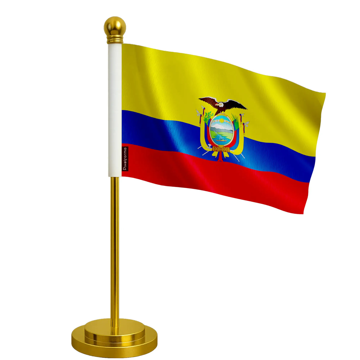 Drapeau bureau équateur polyester socle acier inoxydable