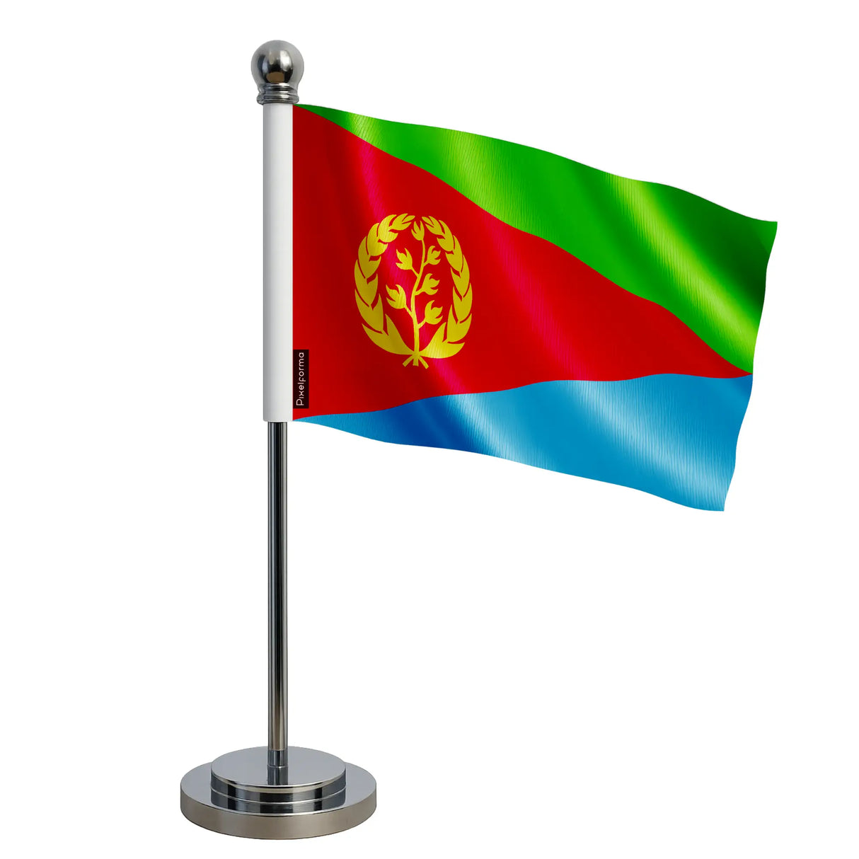 Drapeau bureau érythrée polyester socle acier inoxydable