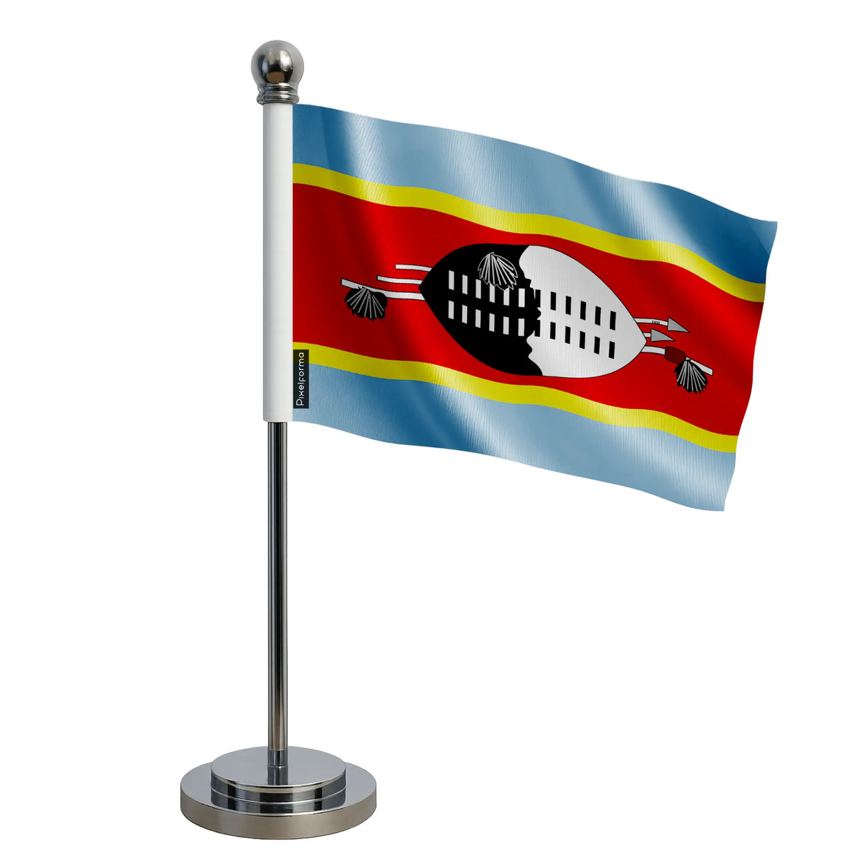 Drapeau bureau eswatini polyester socle acier inoxydable