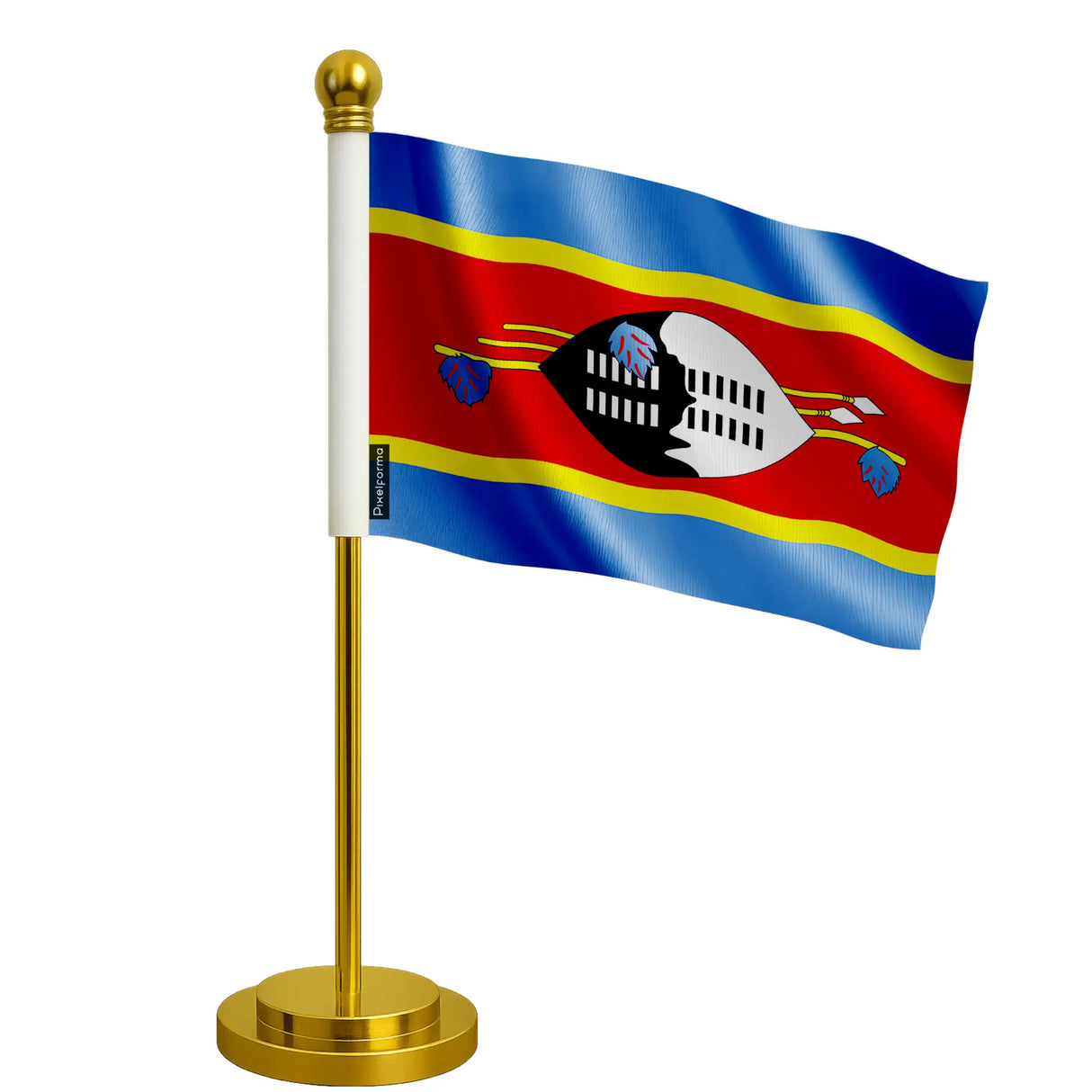 Drapeau bureau eswatini polyester socle acier inoxydable