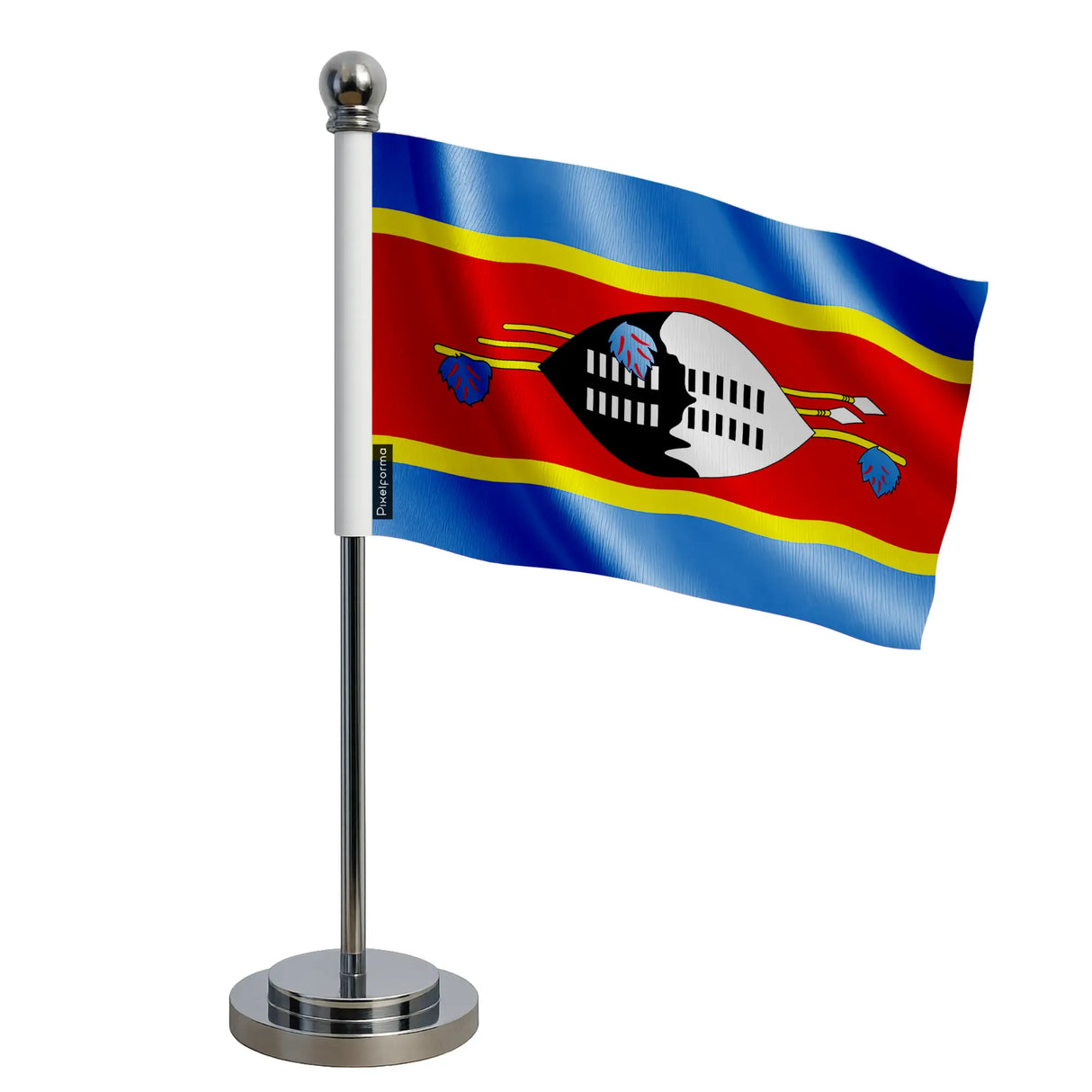 Drapeau bureau eswatini polyester socle acier inoxydable