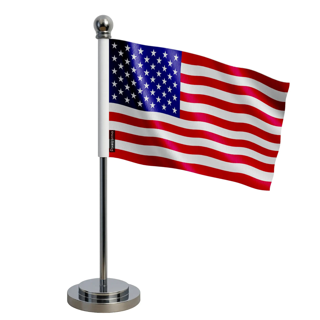 Drapeau bureau états-unis polyester socle acier inoxydable
