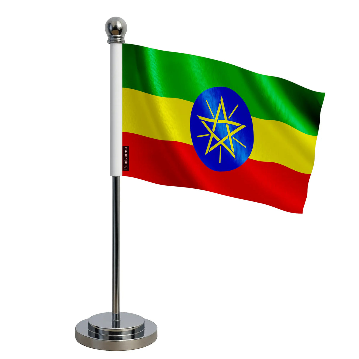 Drapeau bureau éthiopie polyester socle acier inoxydable