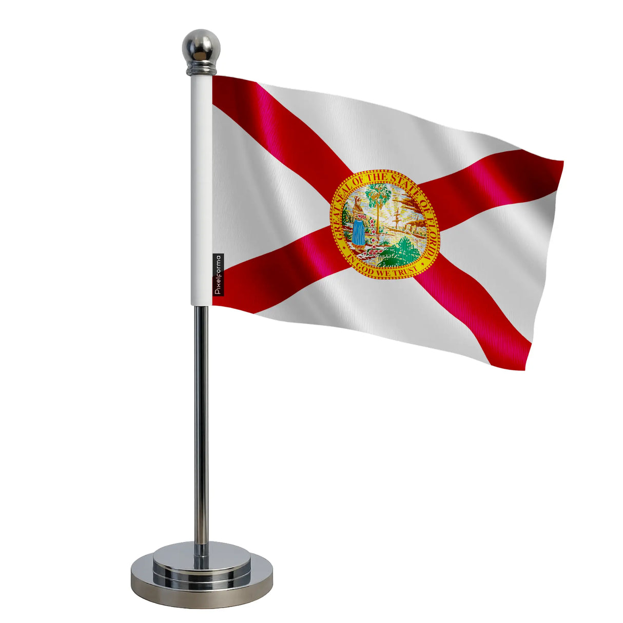 Drapeau bureau floride polyester socle acier inoxydable