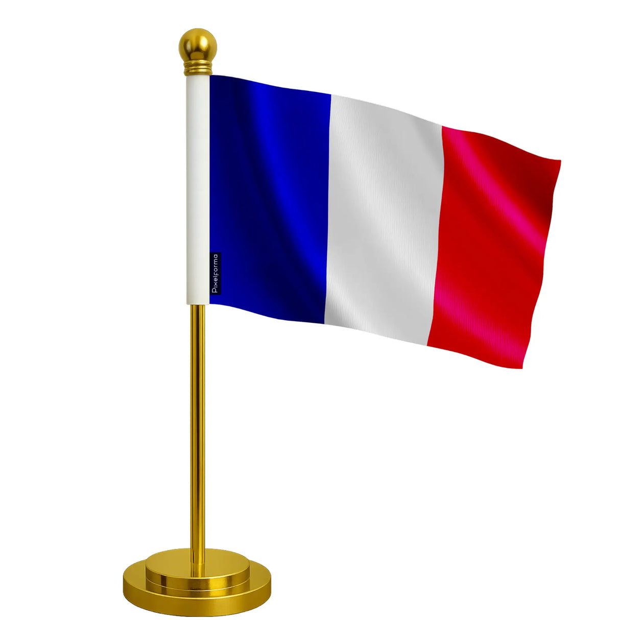 Drapeau bureau france polyester avec socle acier inoxydable