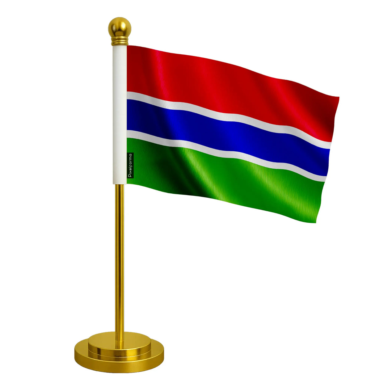 Drapeau bureau gambie polyester sur socle acier inoxydable