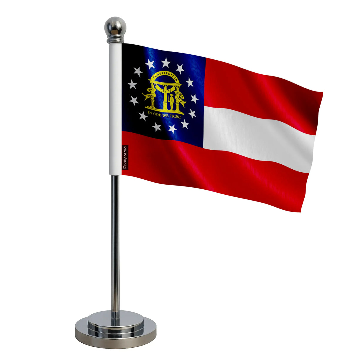 Drapeau bureau géorgie polyester avec socle acier inoxydable