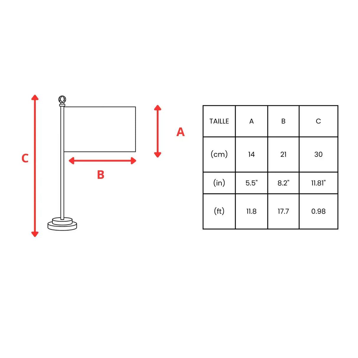 Drapeau bureau géorgie polyester socle acier inoxydable