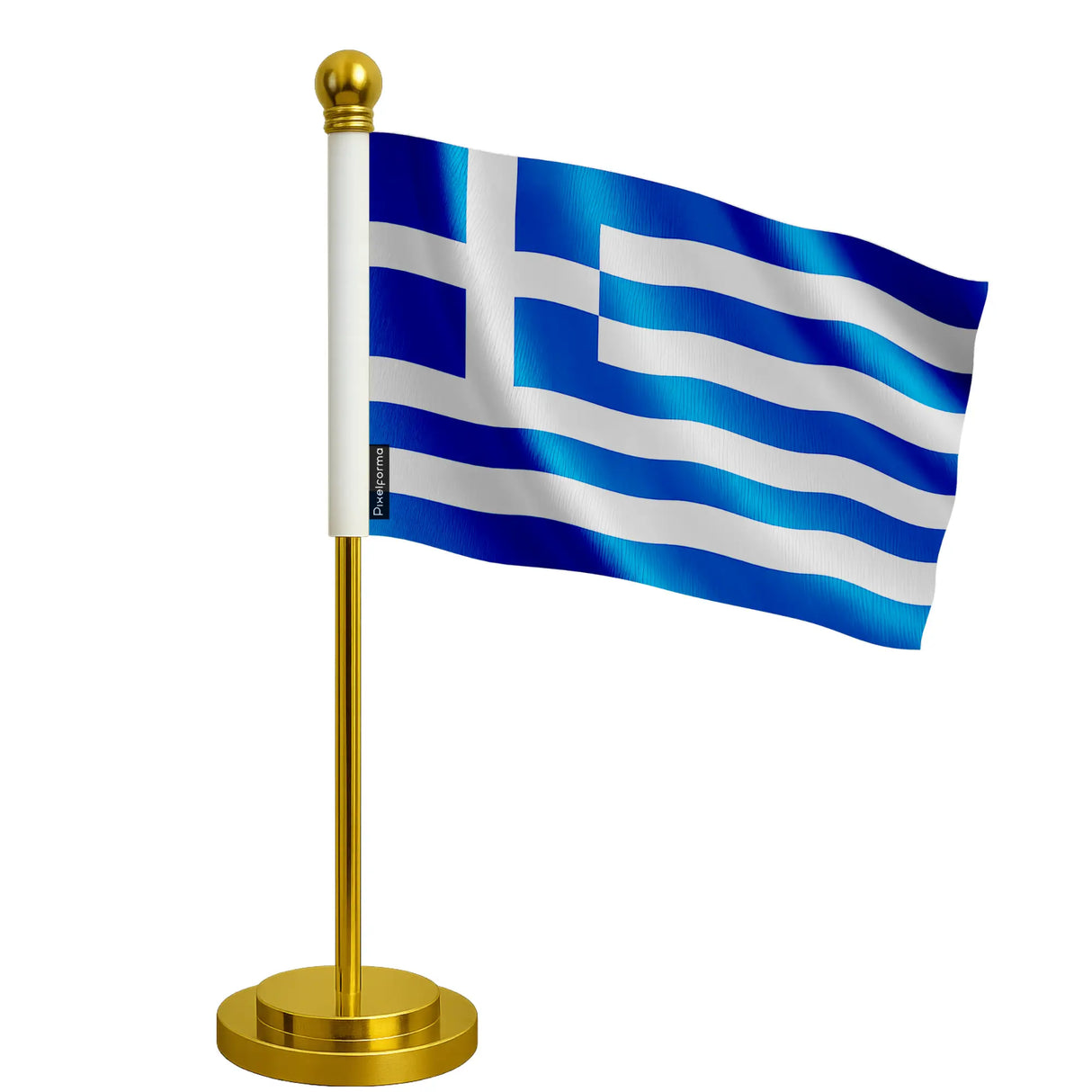 Drapeau bureau grèce polyester socle acier inoxydable