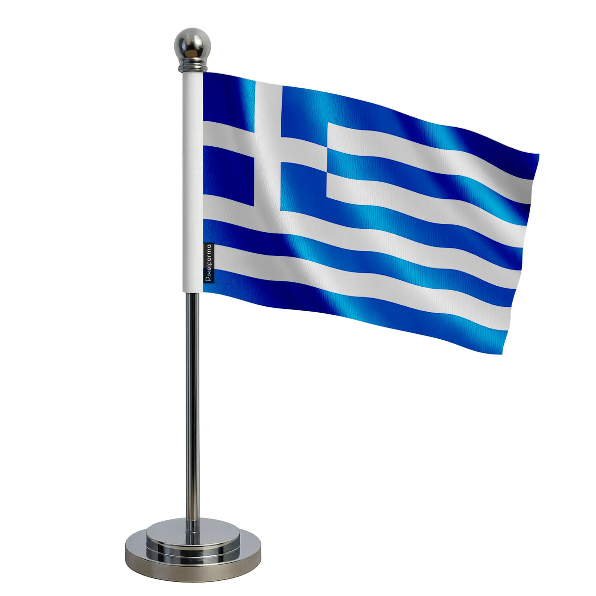 Drapeau bureau grèce polyester socle acier inoxydable