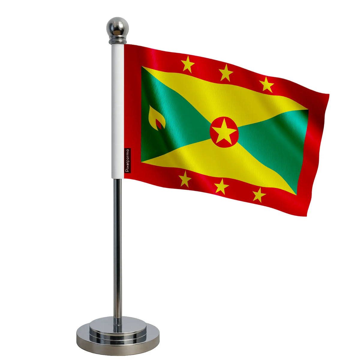 Drapeau bureau grenade polyester socle acier inoxydable