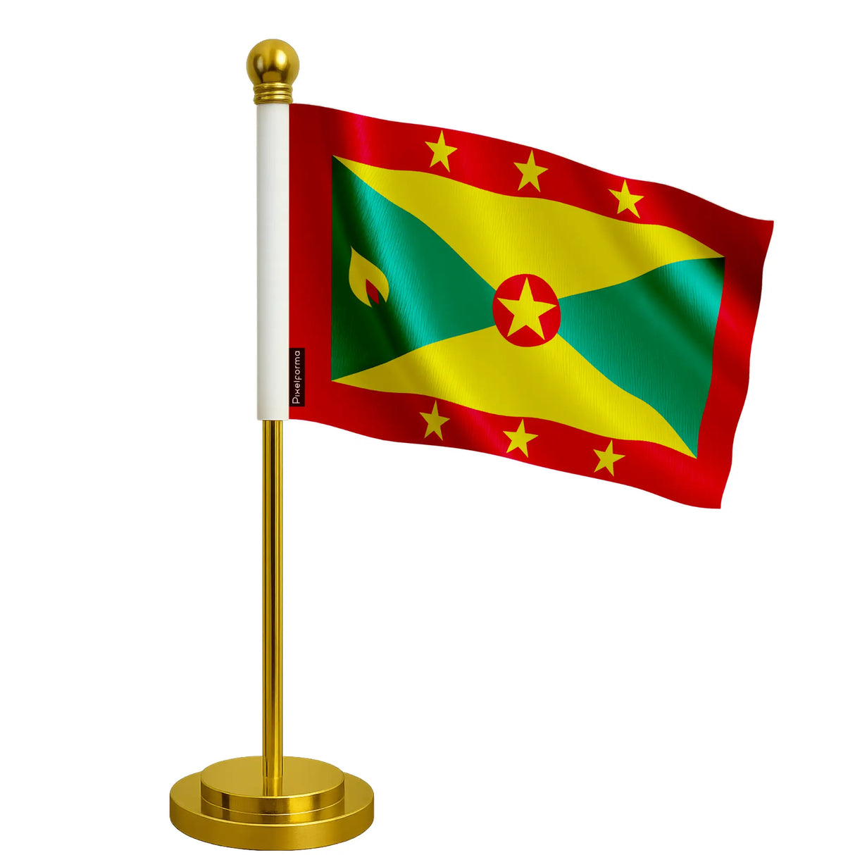 Drapeau bureau grenade polyester socle acier inoxydable