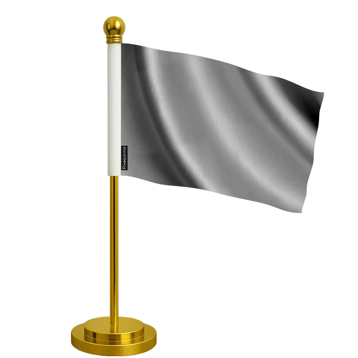 Drapeau bureau gris foncé polyester et socle inoxydable
