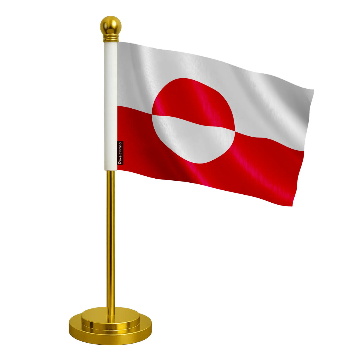 Drapeau bureau groenland polyester socle acier inoxydable