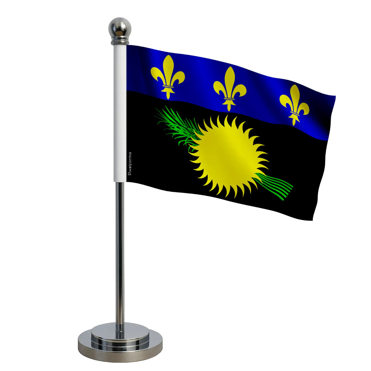 Drapeau bureau guadeloupe polyester socle acier inoxydable