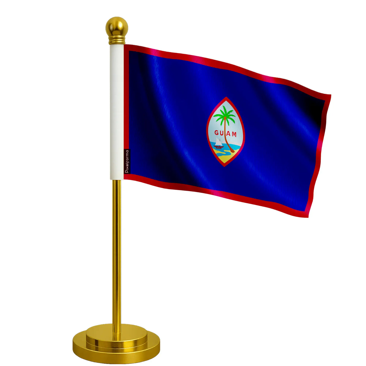 Drapeau bureau guam polyester avec socle acier inoxydable