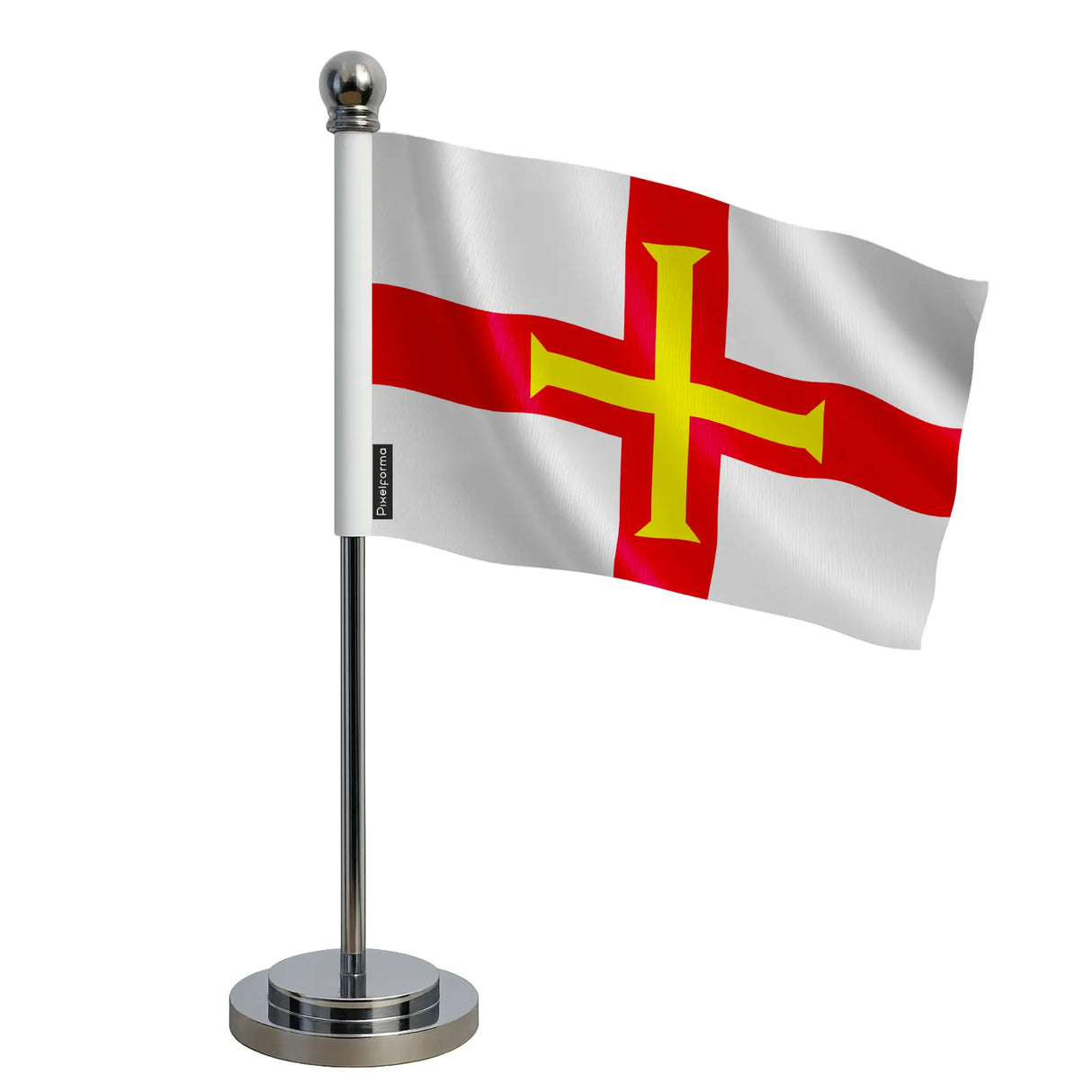 Drapeau bureau guernesey polyester avec socle inoxydable