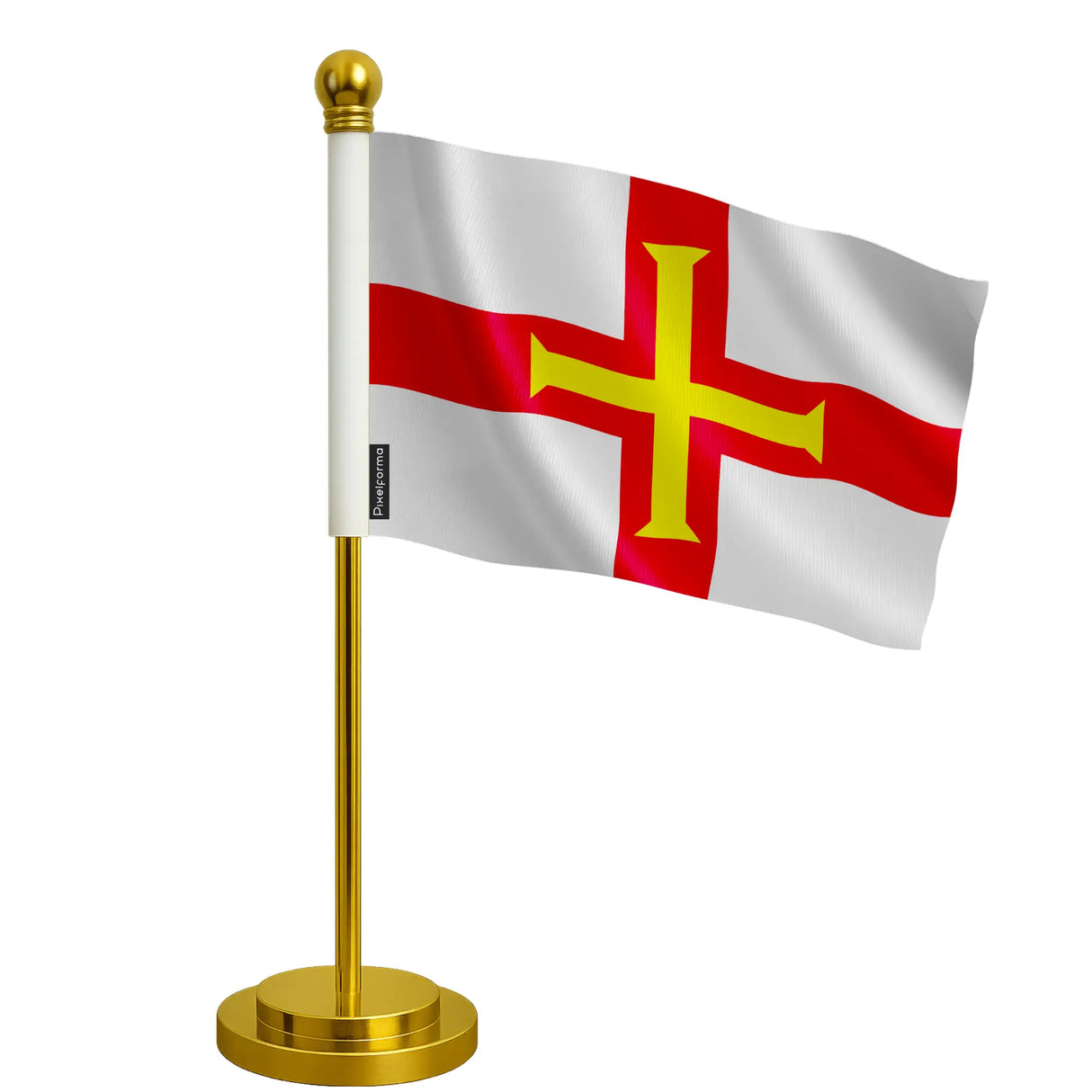 Drapeau bureau guernesey polyester socle acier inoxydable