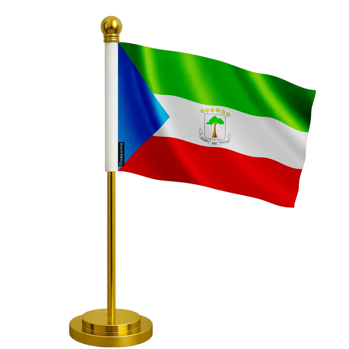 Drapeau bureau guinée équatoriale polyester socle acier inox