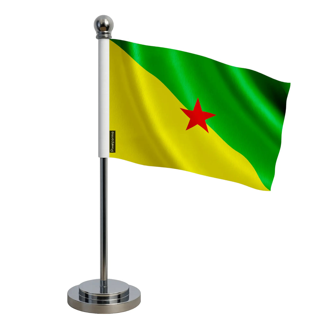 Drapeau bureau guyane polyester avec socle acier inoxydable
