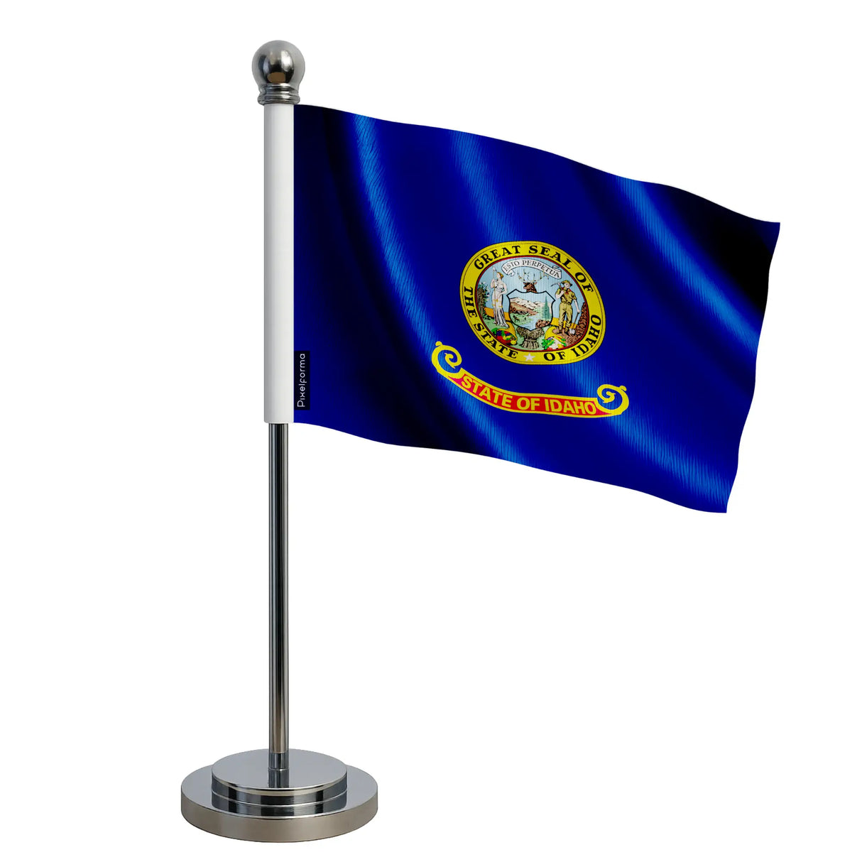Drapeau bureau idaho polyester avec socle acier inoxydable