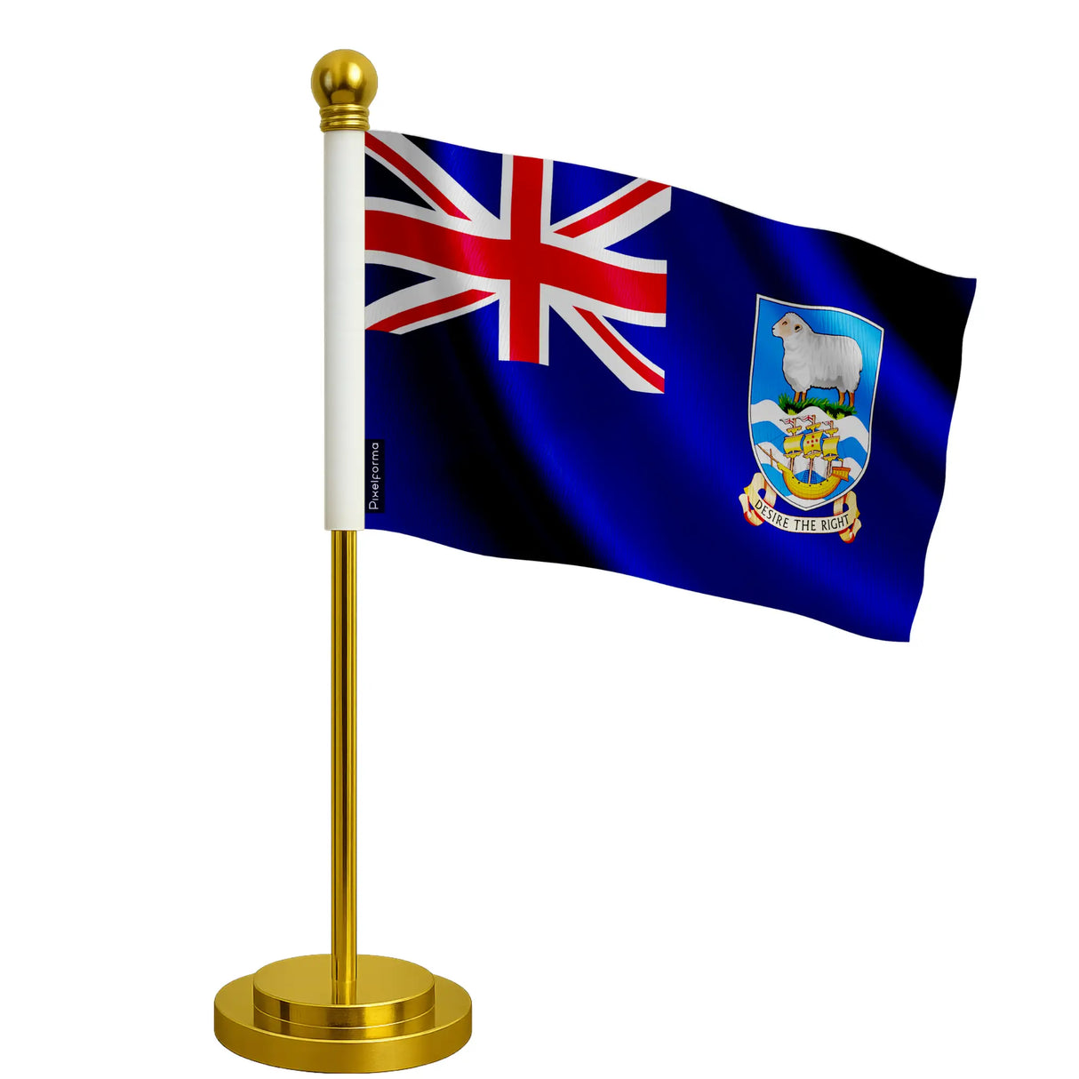 Drapeau bureau îles malouines polyester socle acier inoxydable