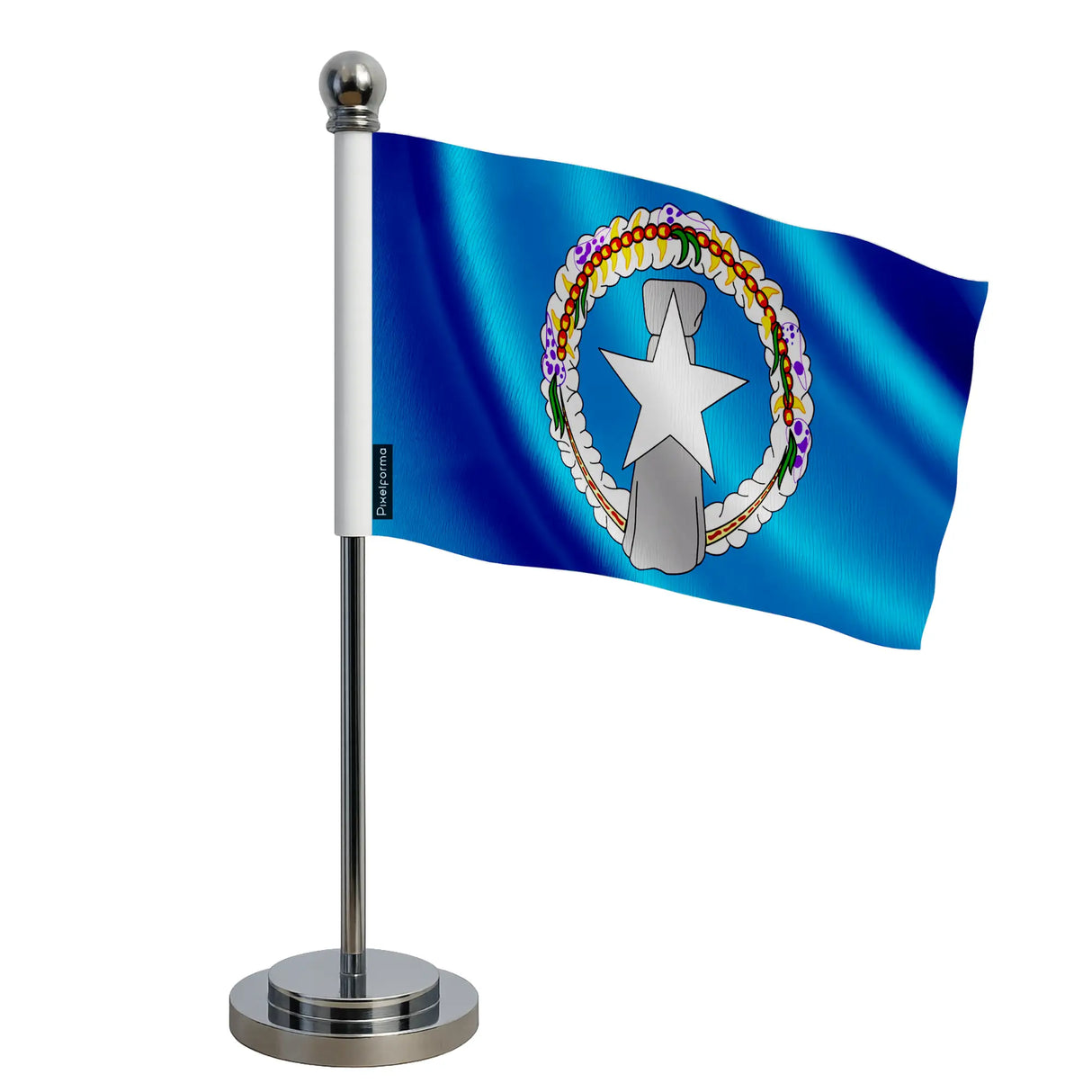 Drapeau bureau îles mariannes du nord polyester socle acier