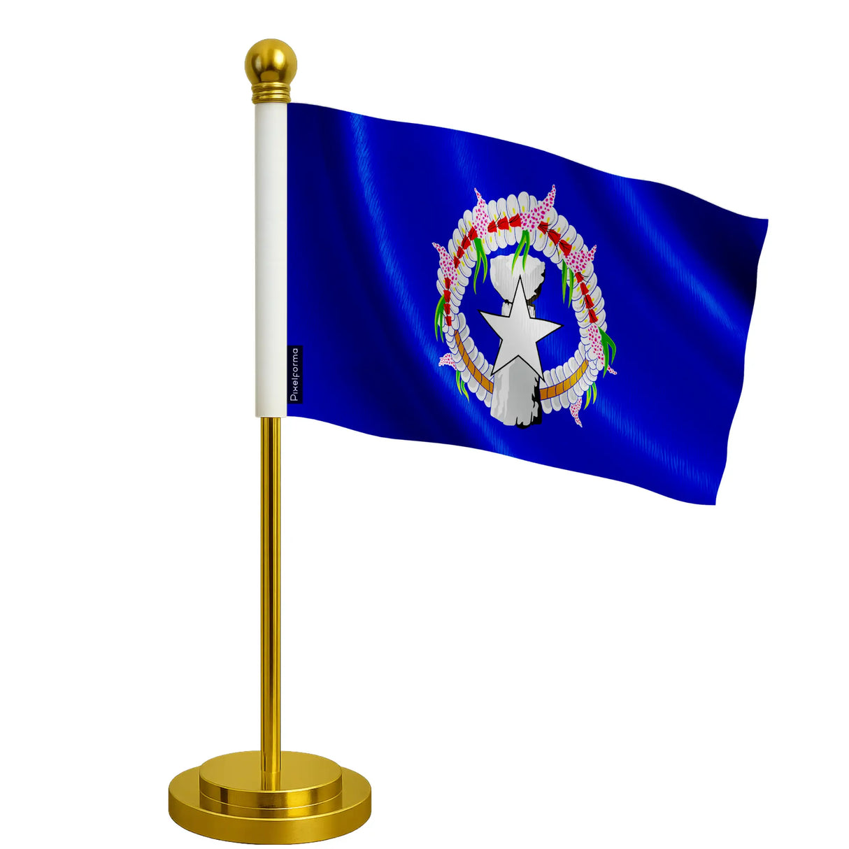 Drapeau bureau îles mariannes du nord polyester socle acier