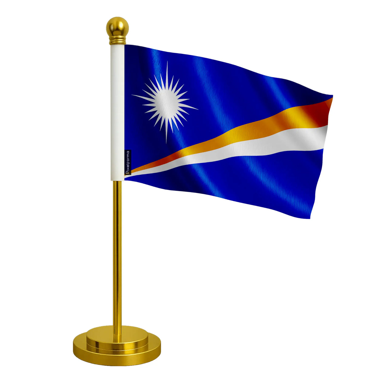 Drapeau bureau îles marshall polyester socle acier inoxydable