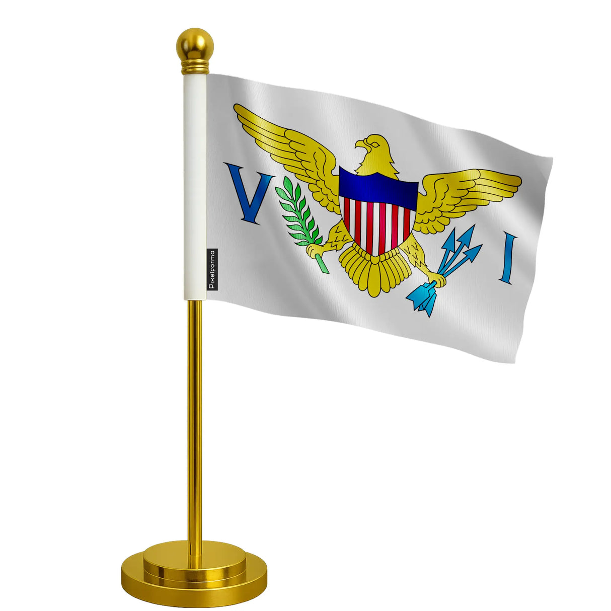 Drapeau bureau îles vierges polyester socle acier inoxydable