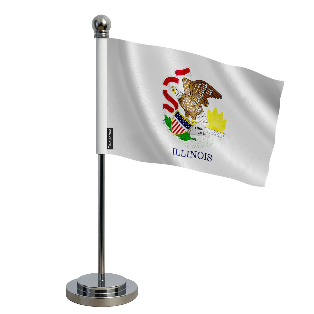 Drapeau bureau illinois polyester avec socle acier inoxydable