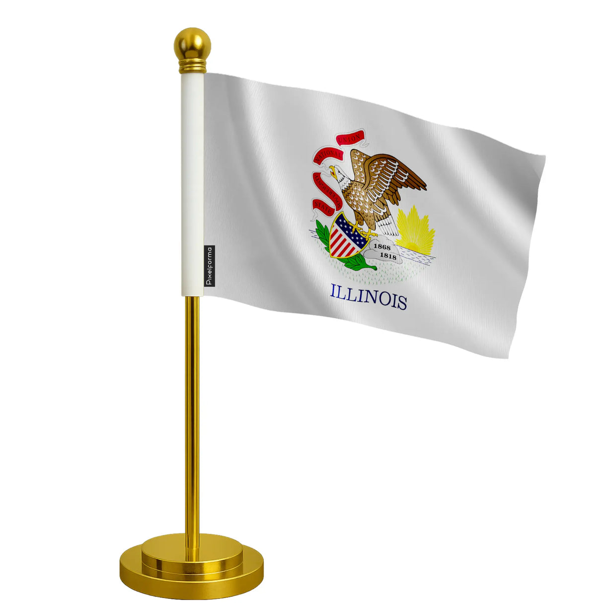 Drapeau bureau illinois polyester socle acier inoxydable