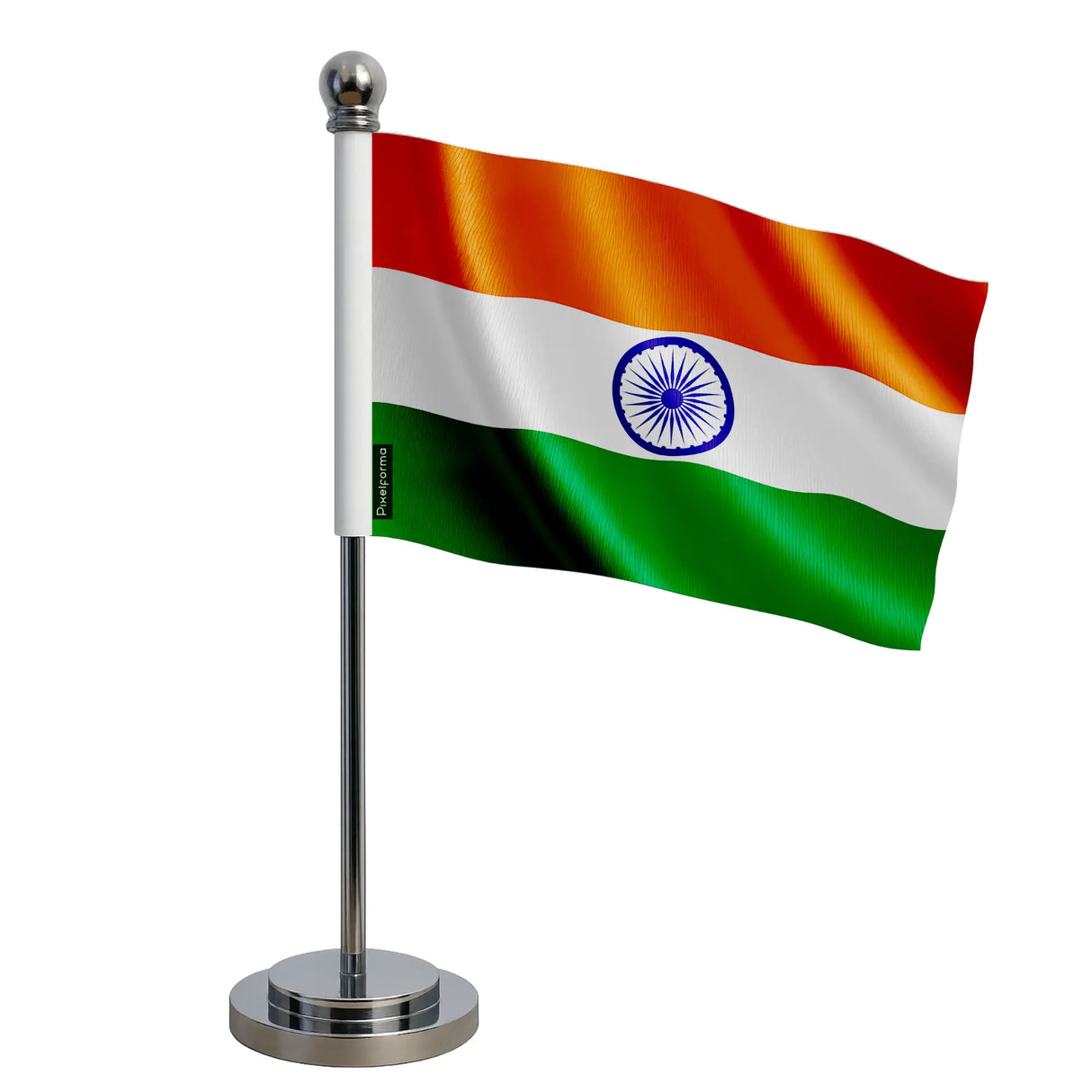 Drapeau bureau inde polyester socle acier inoxydable