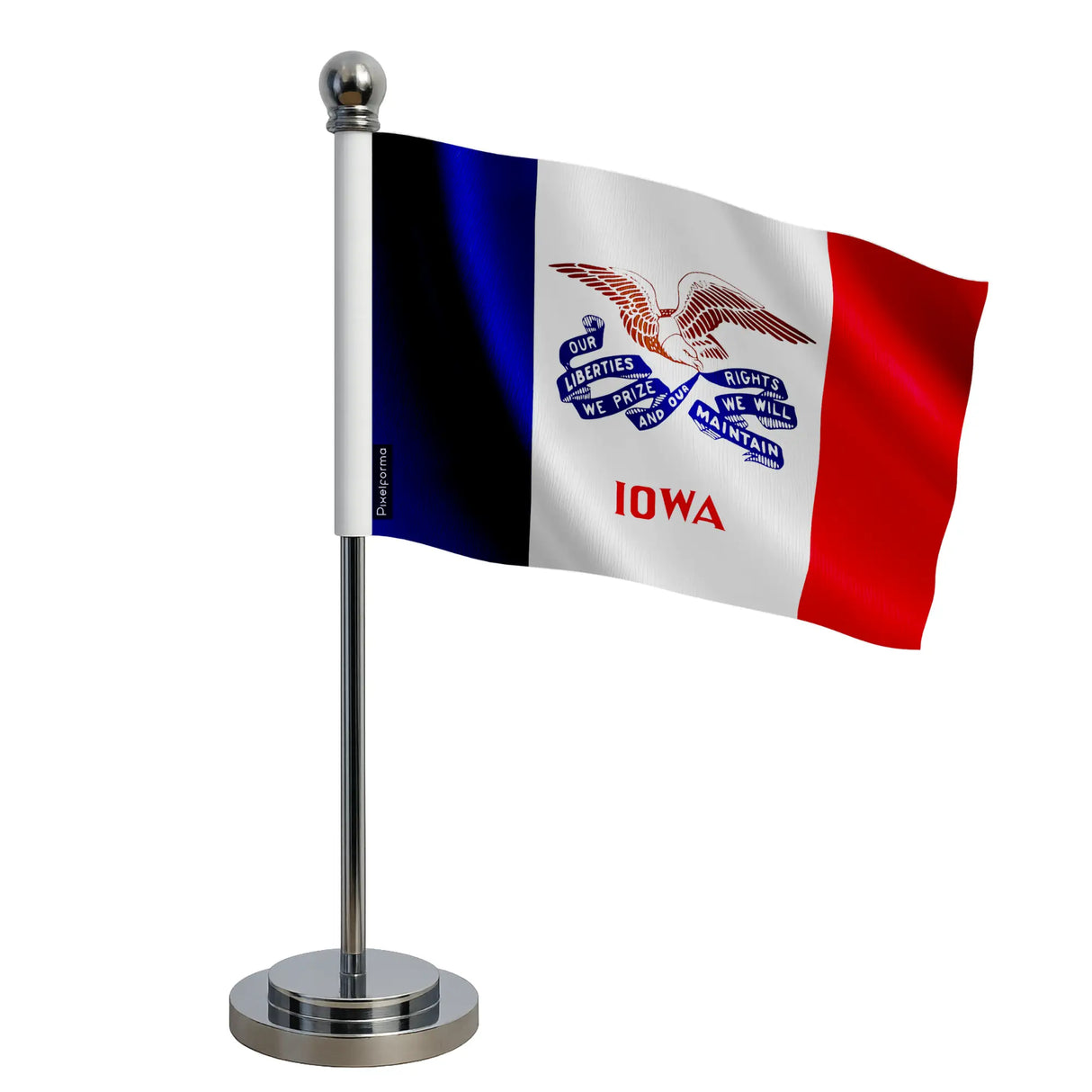 Drapeau bureau iowa polyester avec socle acier inoxydable