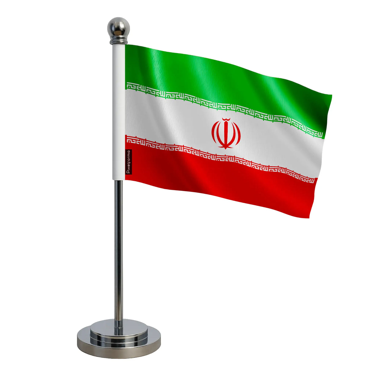 Drapeau bureau iran polyester avec socle acier inoxydable