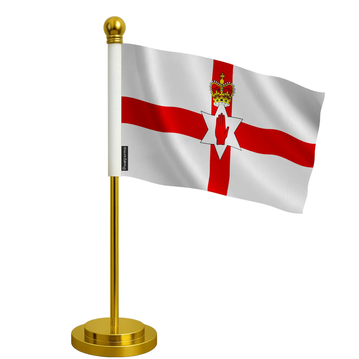 Drapeau bureau irlande du nord polyester socle acier inoxydable