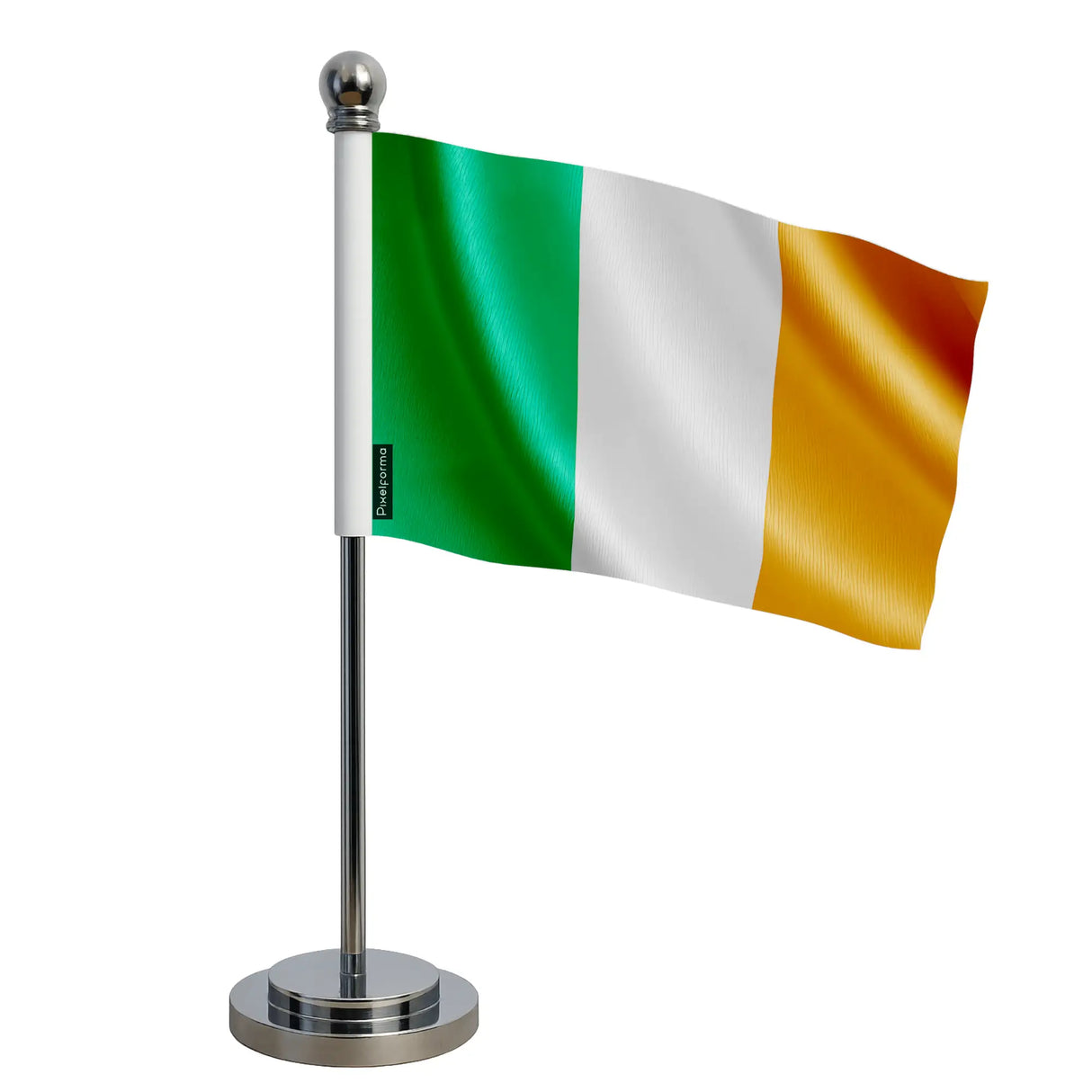 Drapeau bureau irlande polyester socle acier inoxydable