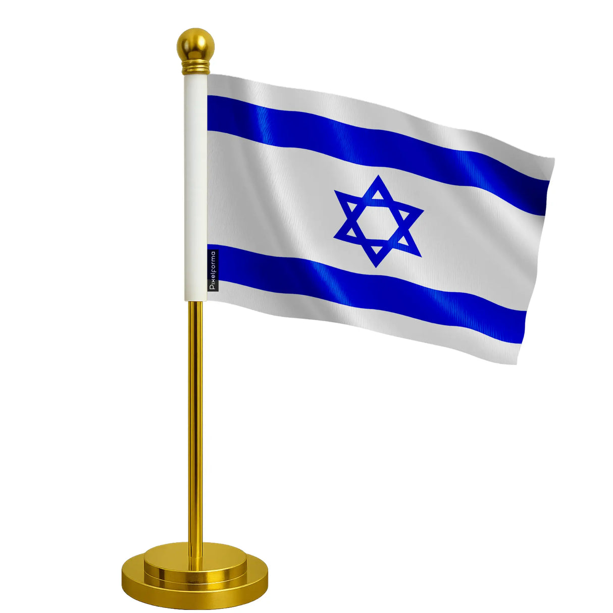 Drapeau bureau israël polyester avec socle acier inoxydable