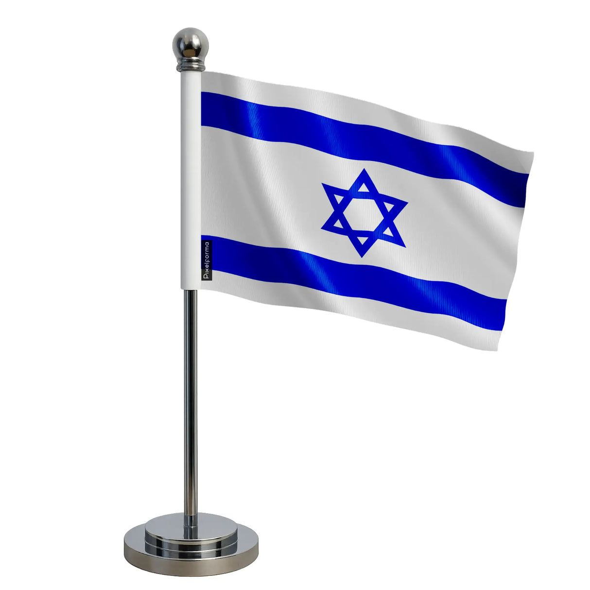 Drapeau bureau israël polyester socle acier inoxydable