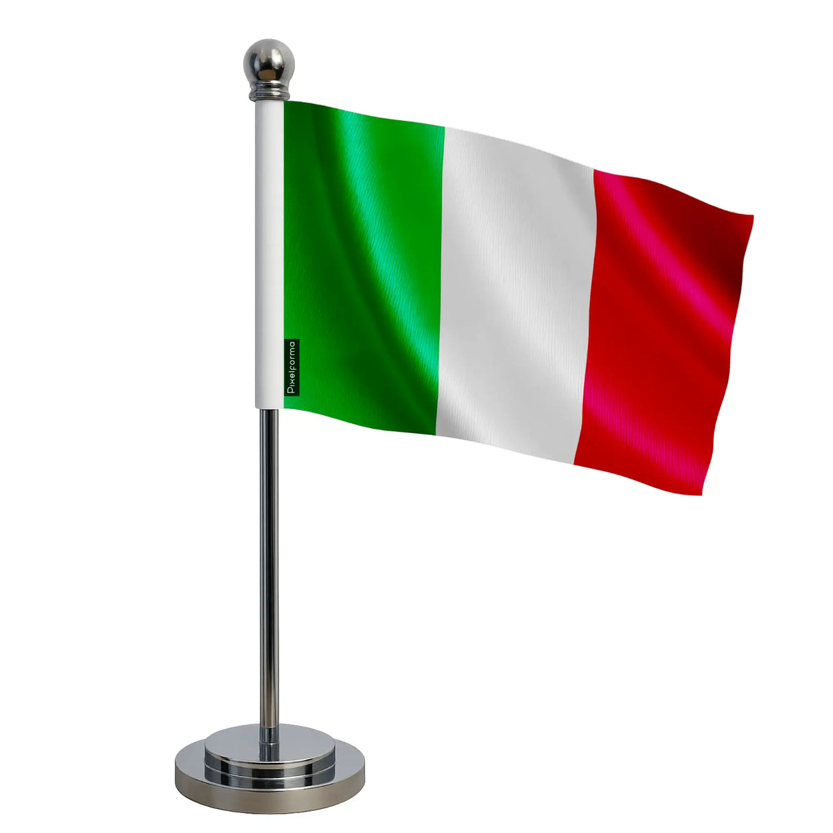Drapeau bureau italie polyester socle acier inoxydable