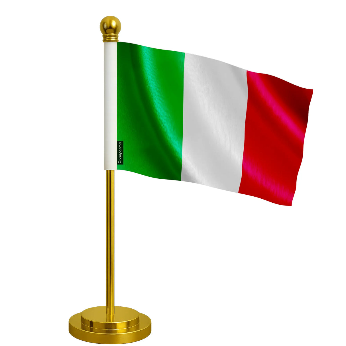 Drapeau bureau italie polyester socle acier inoxydable